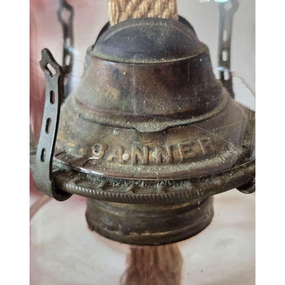 Antique Empire No 2 Oil Lamp Clear Glass Kerosene Lamp Chimney Complete - Picture 14 of 15